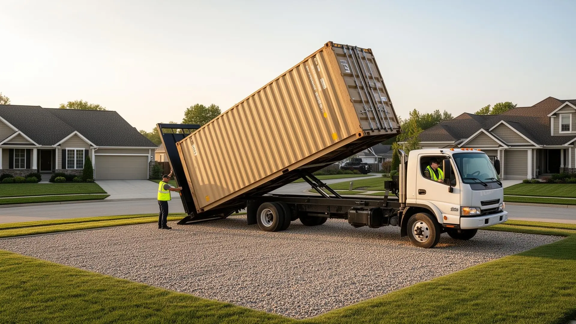 Tilt-bed shipping container delivery